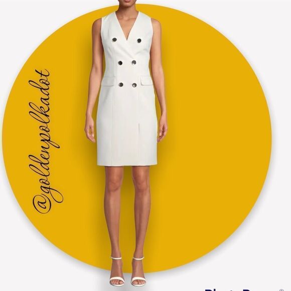 ANNE Klein Double breasted sleeveless fitted dress size 16 Ivory NWT - Picture 3 of 7